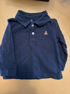 GAP Navy Long-Sleeve Polo with Bear Patch